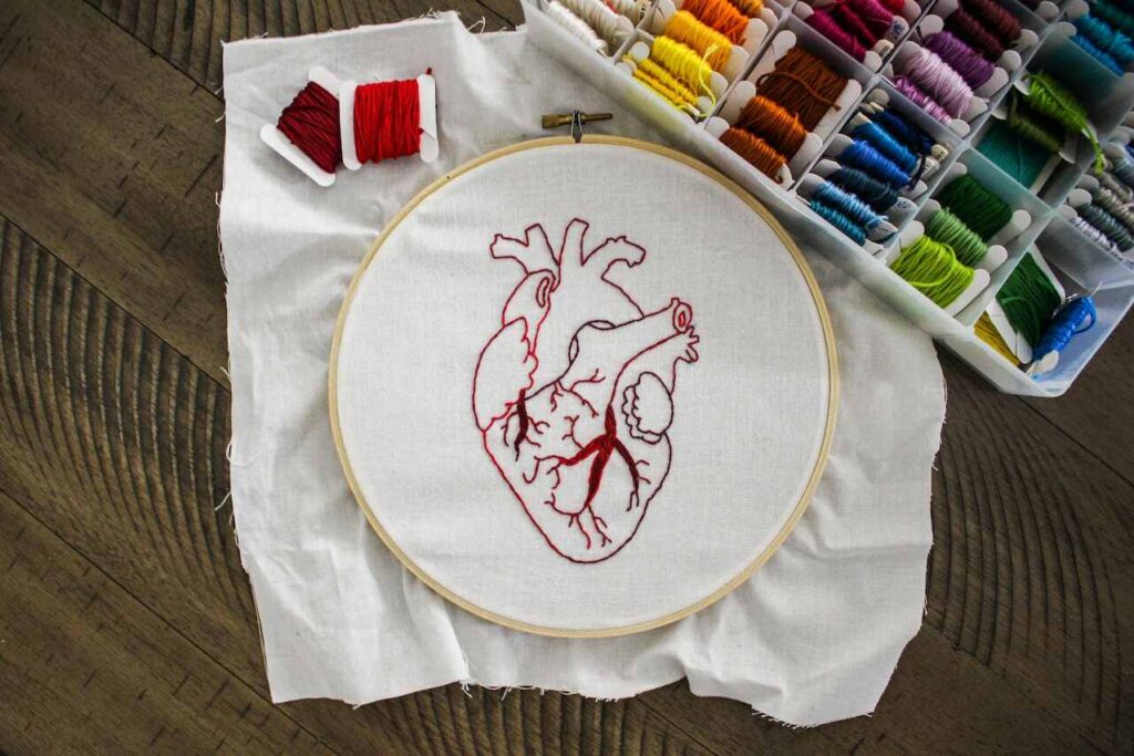 An embroidered heart